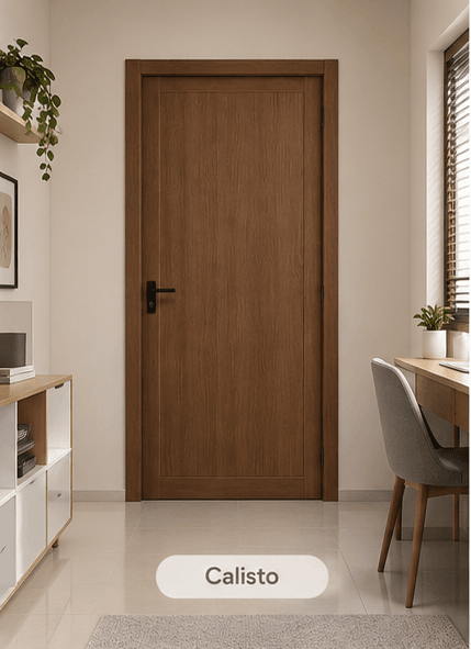 Implementasi Pintu Kencana Calisto di Kamar Tidur Utama Minimalis